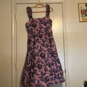 J. Crew ruffle sleeve thistle colored midi dress